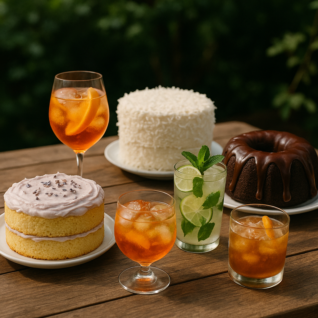 List the Cakes We're Serving with Summer Cocktails & Backyard Drinks This Month